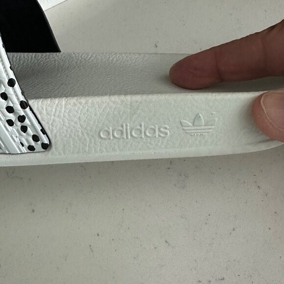 Adidas Mens Slide Sandals With Black & White Polka Dot Straps Size 8 - Picture 3 of 7